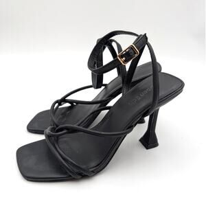 Open Edit Rachel Heel Sandal Square Open Toe Women's Black Size US5.5M EU36